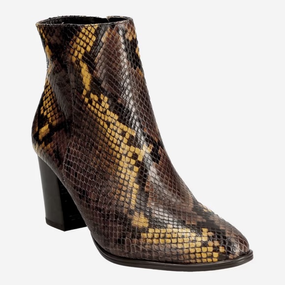 Franco Sarto brown snakeskin ankle booties, size 7.5 - Picture 1 of 6